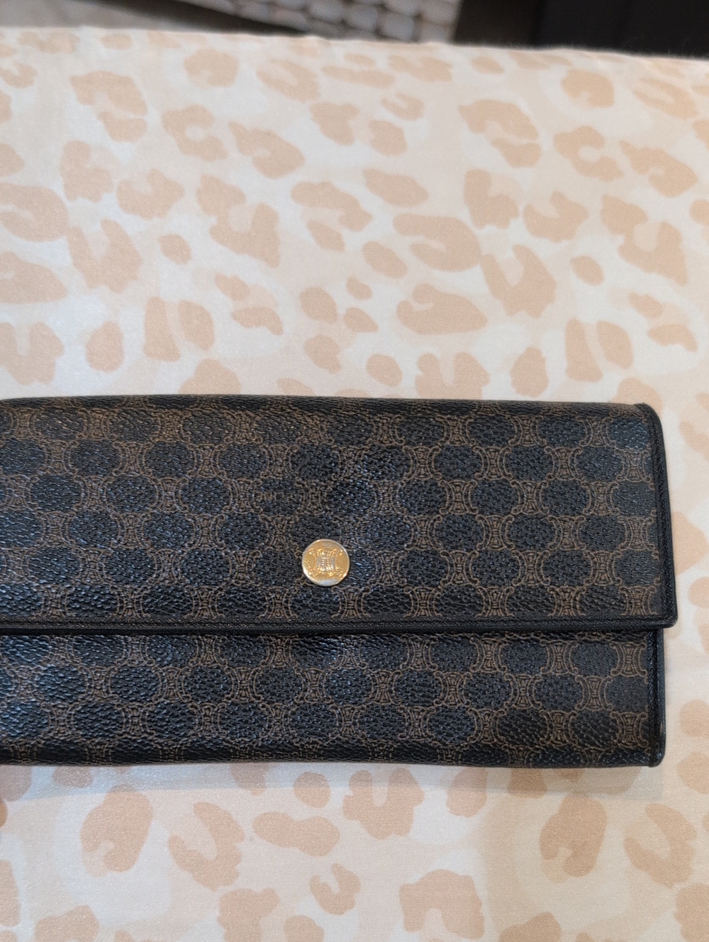 Celine Black Macadam Monogram Canvas Continental Wallet  - Vintage